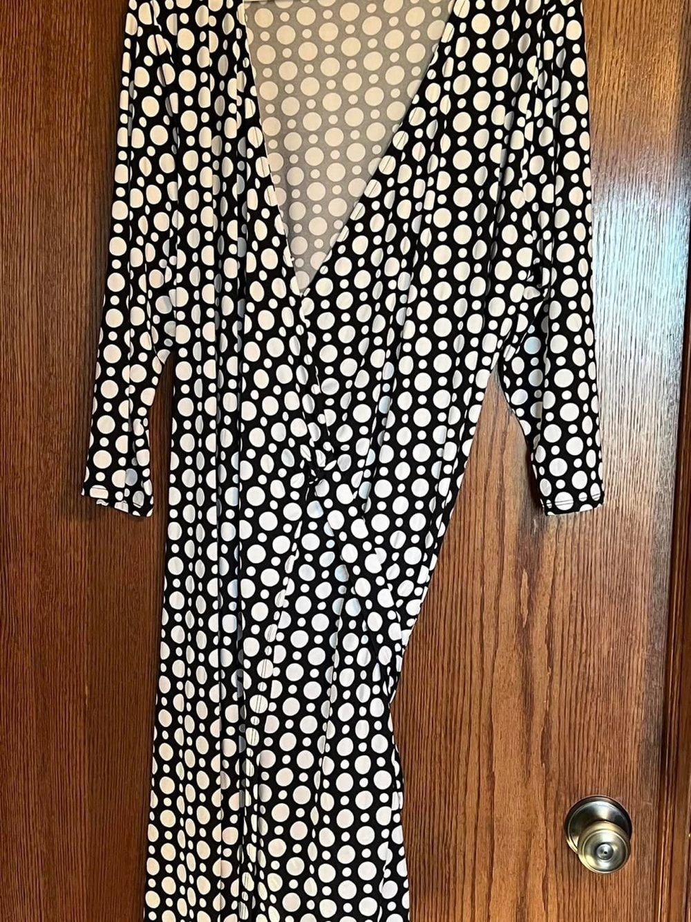 LuLaRoe Black and White Polka Dot Long Sleeve Wrap Dress